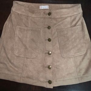 Soft button down skirt, tan/brown, small